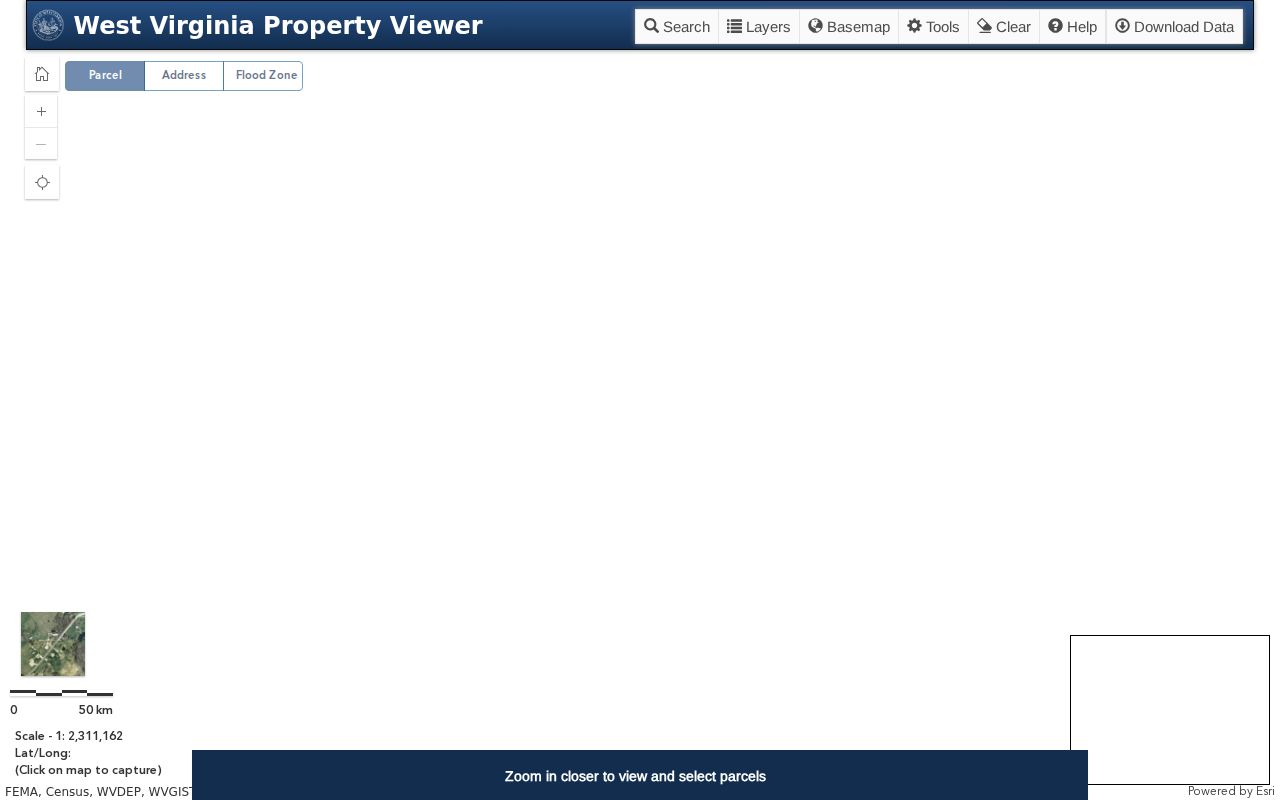 MapWV parcel viewer for mapping the lots around a Hurricane block